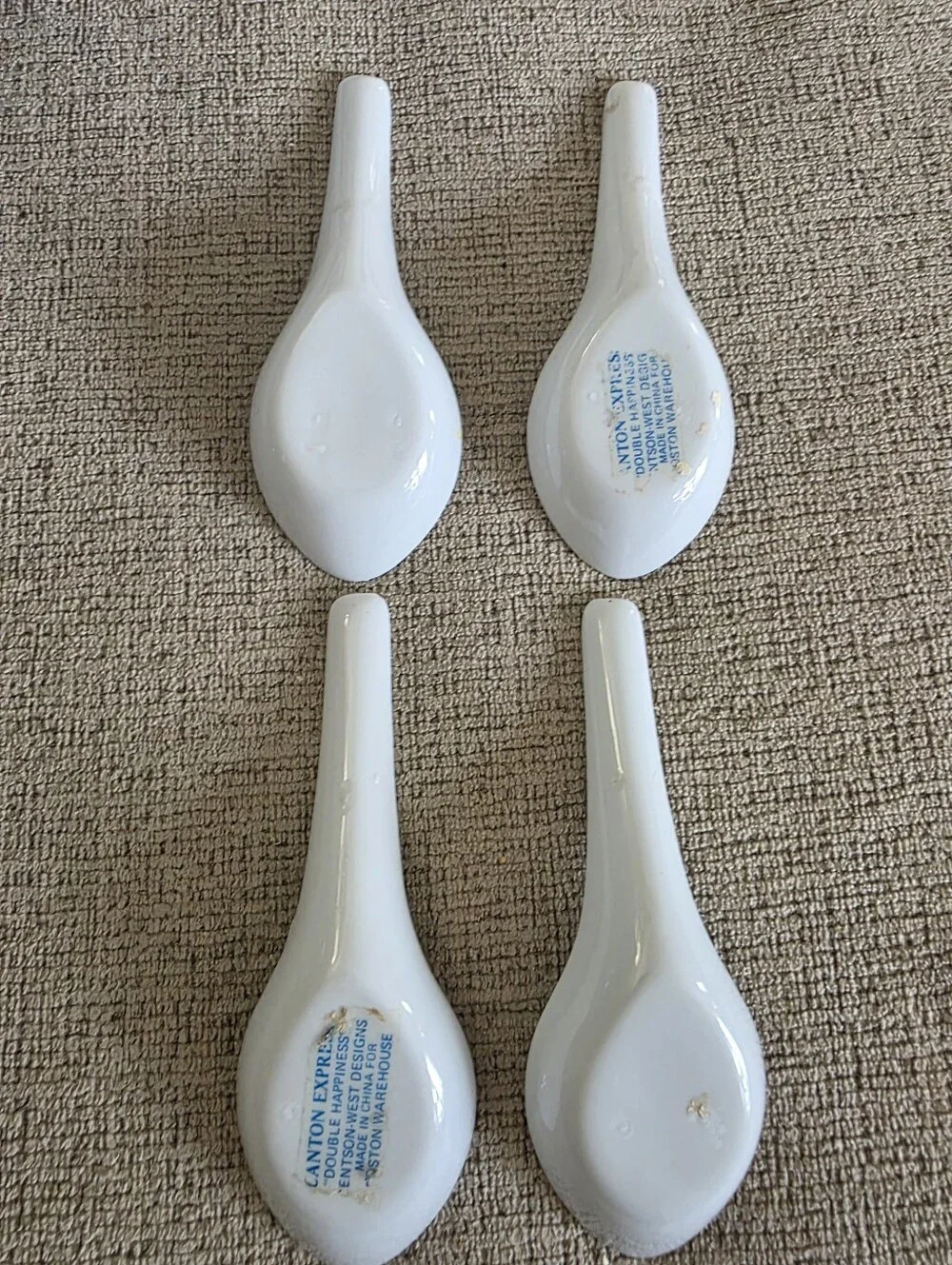 White Ceramic Asian Soup Spoons - Set of 4